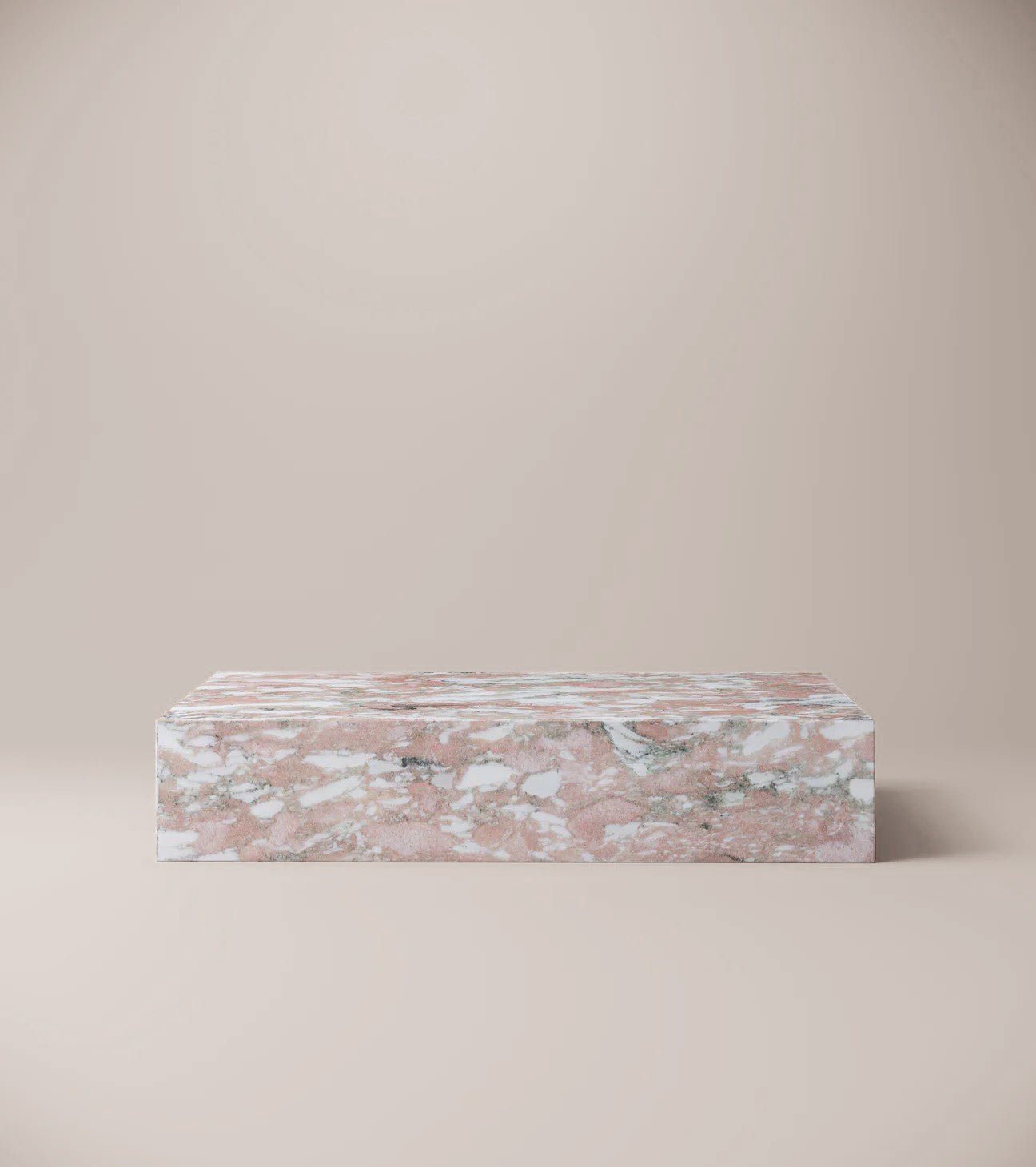 Slab Rectangular Norwegian Rose Marble Plinth Coffee Table — 1500x900mm solid stone block