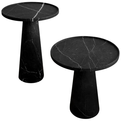 Nero Marquina Pedestal Side Tables - Set of x 2 - Elsa Home And Beauty