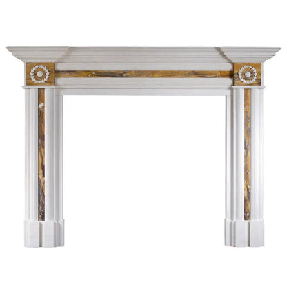 Regency Style Statuario Marble Fireplace with Sienna Inserts - Elsa Home And Beauty