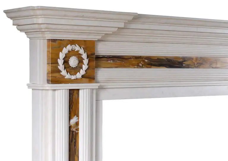 Regency Style Statuario Marble Fireplace with Sienna Inserts - Elsa Home And Beauty