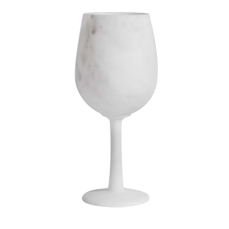 Set of x 2 Carrara Marble Solid Wine Glasses - Elsa Home And Beauty