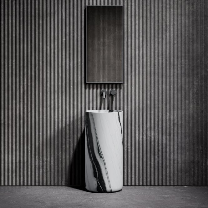 Squid Ink Marble Pedestal Basin - Elsa Home And Beauty