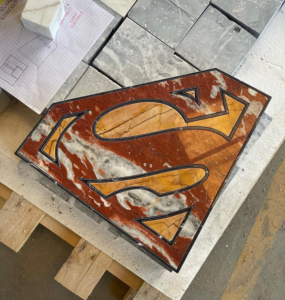 Superman marble mosaic Art - Elsa Home And Beauty