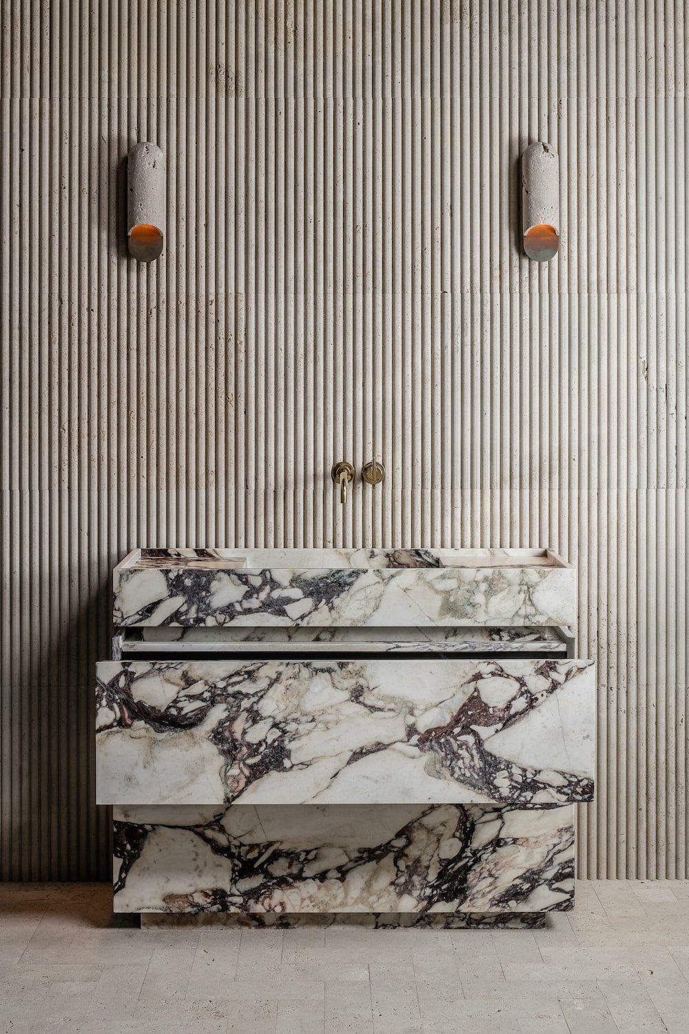 The Constantina Marble Vanity in Viola Calacatta - Elsa Home And Beauty