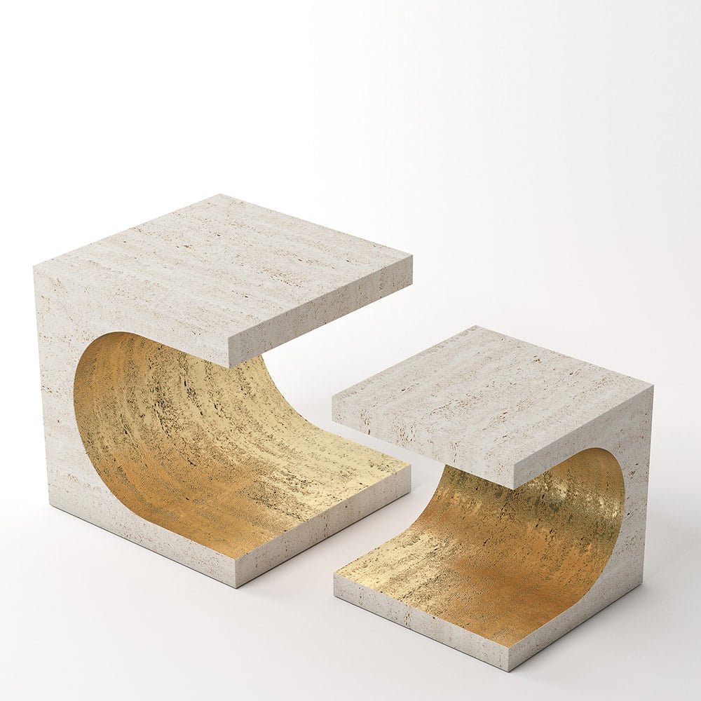 Travertine Side Table