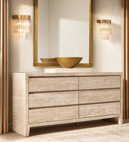 Travertine 6 drawer sideboard unit - Elsa Home And Beauty