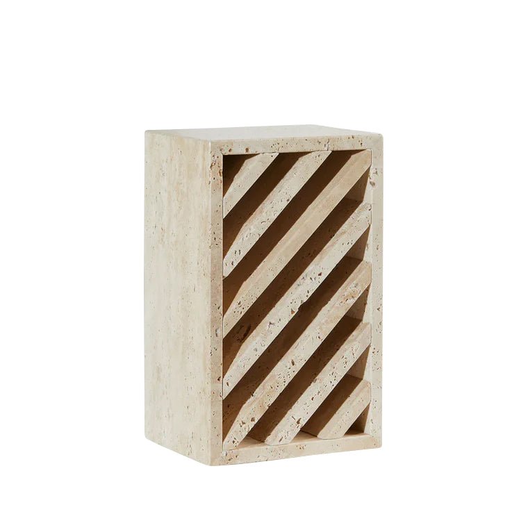 Travertine Brick Side Table - Elsa Home And Beauty