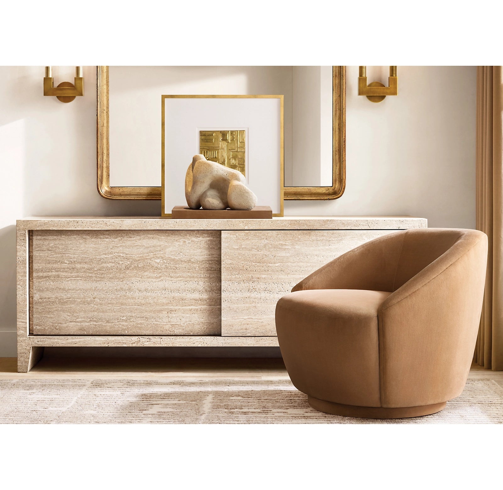Travertine Navona Console With Drawer - Elsa Home And Beauty