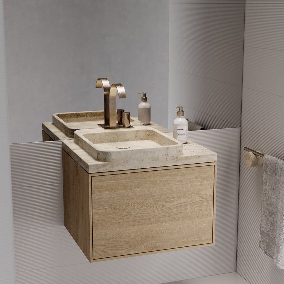 Travertine Single Vanity - Elsa Home And Beauty