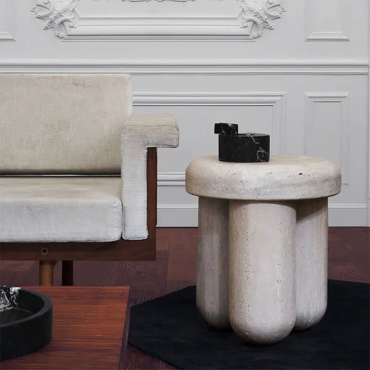 Travertine Side Table