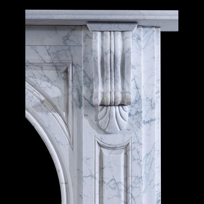 Recessed panel moulding detail on Victorian Carrara marble fireplace jamb
