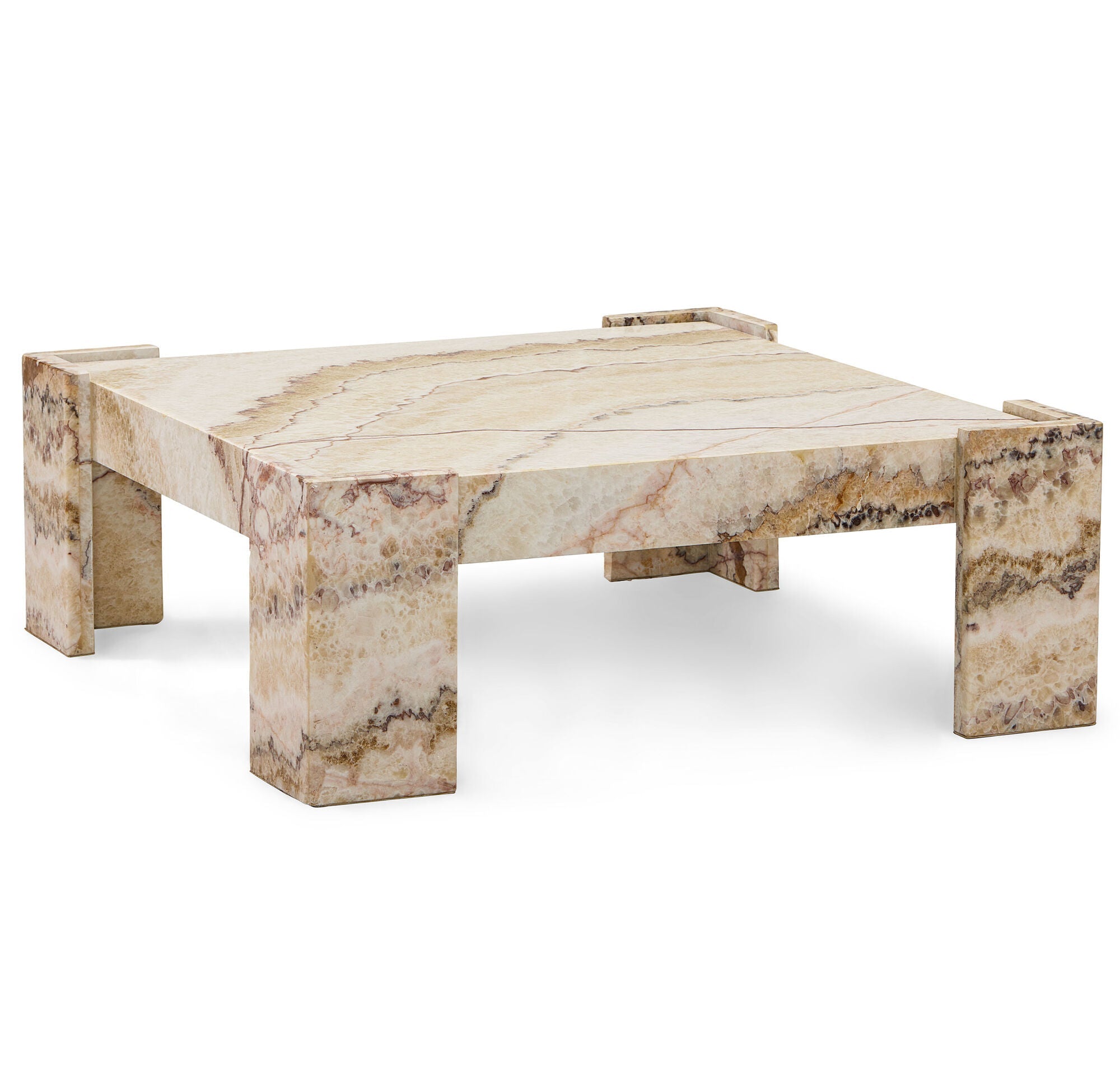Zenga Onyx Coffee Table — angled view showing stone base and square format